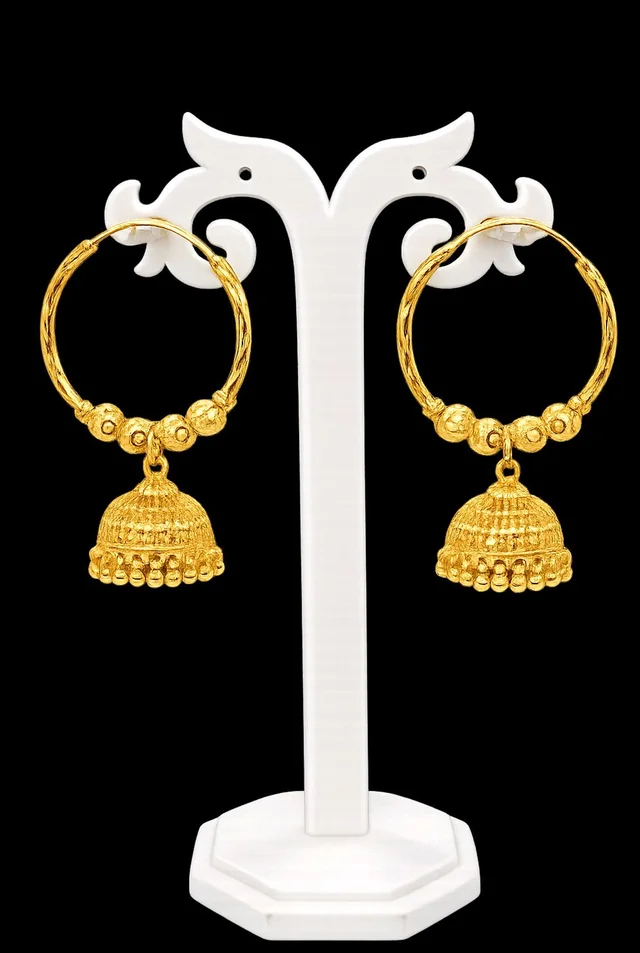 Glostar Jewellery Gold Plated Hoop Jhumka Earrings With
Beads For Women Traditional Bridal
Wedding Festive Daily Wear Ethnic Style