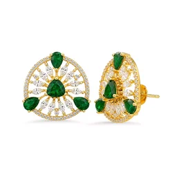 Glostar Jewellery Premium Designer Stone Stud Earrings for Women & Girls - Teal