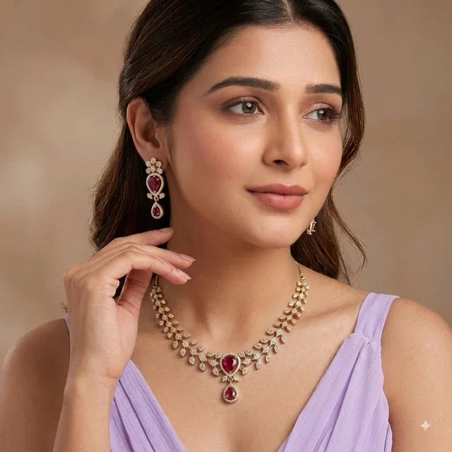 Maroon AD Necklace Set 