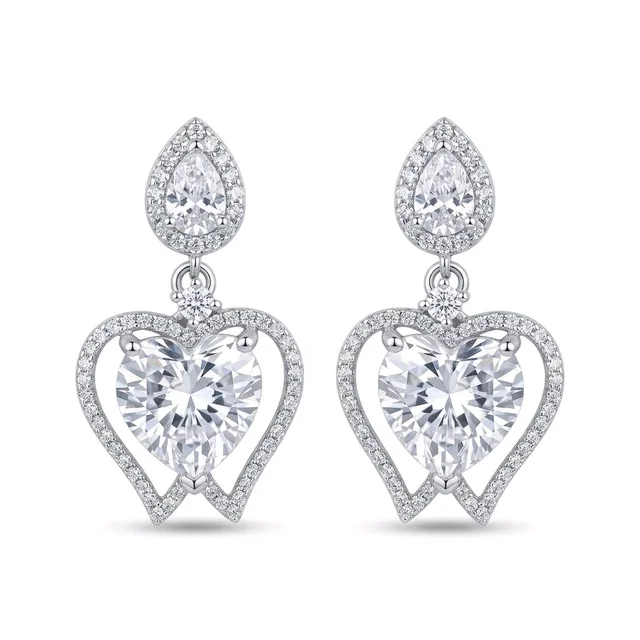 Elegant Heart Pendant Drop Earrings