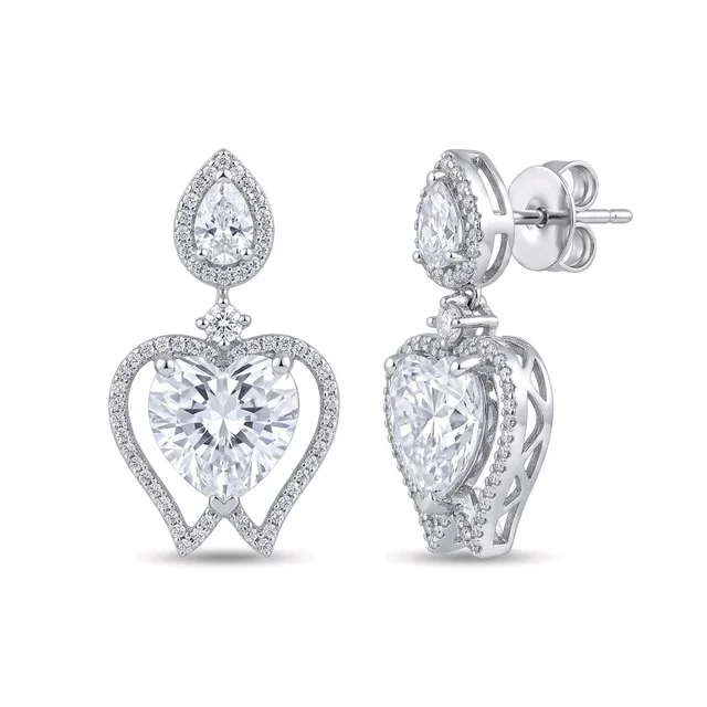 Glostar Jewellery Elegant Heart Pendant Drop Earrings - White