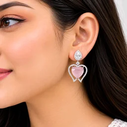 Glostar Jewellery Elegant Heart Pendant Drop Earrings - Pink Flare