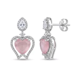 Glostar Jewellery Elegant Heart Pendant Drop Earrings - Pink Flare
