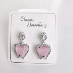 Glostar Jewellery Elegant Heart Pendant Drop Earrings - Pink Flare