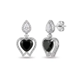 Glostar Jewellery Elegant Heart Pendant Drop Earrings - Black