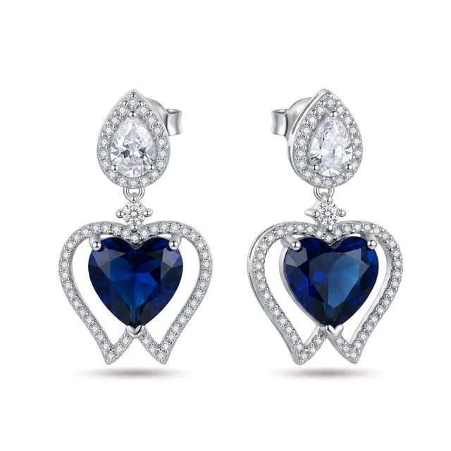 Glostar Jewellery Elegant Heart Pendant Drop Earrings - Ultramarine