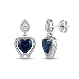 Glostar Jewellery Elegant Heart Pendant Drop Earrings - Ultramarine