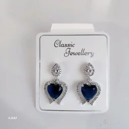 Glostar Jewellery Elegant Heart Pendant Drop Earrings - Ultramarine