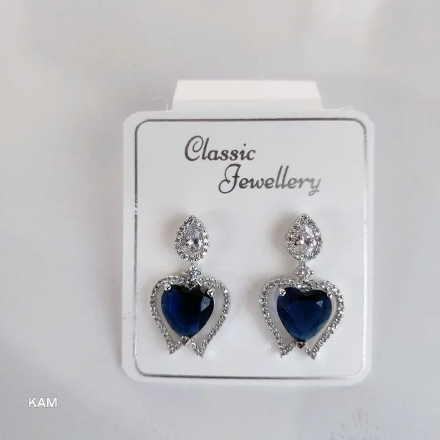 Glostar Jewellery Elegant Heart Pendant Drop Earrings - Ultramarine