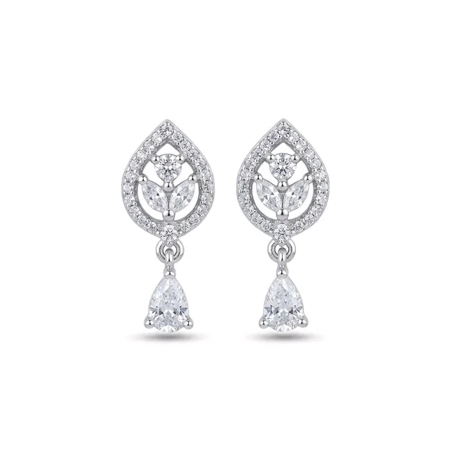 Glostar Jewellery Floral Teardrop Earrings - White