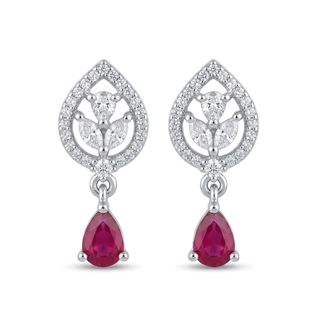 Glostar Jewellery Floral Teardrop Earrings - Maroon Flush