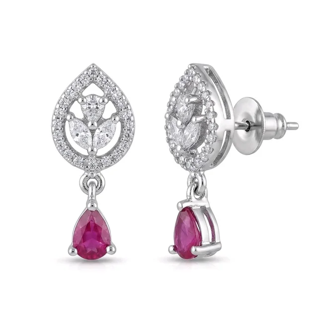 Glostar Jewellery Floral Teardrop Earrings - Maroon Flush