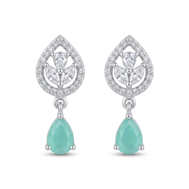 Glostar Jewellery Floral Teardrop Earrings - Eastern Blue