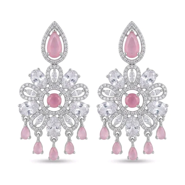 Floral Crystal Chandelier Earrings