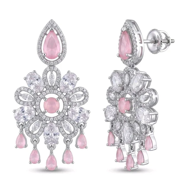 Floral Crystal Chandelier Earrings - Kobi