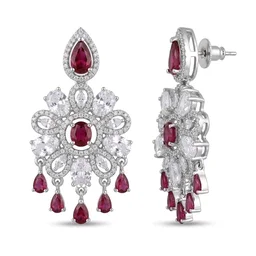 Floral Crystal Chandelier Earrings - Shiraz