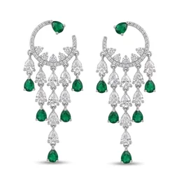 Glostar Jewellery Royal Chandbali Cascade Earrings - Forest Green