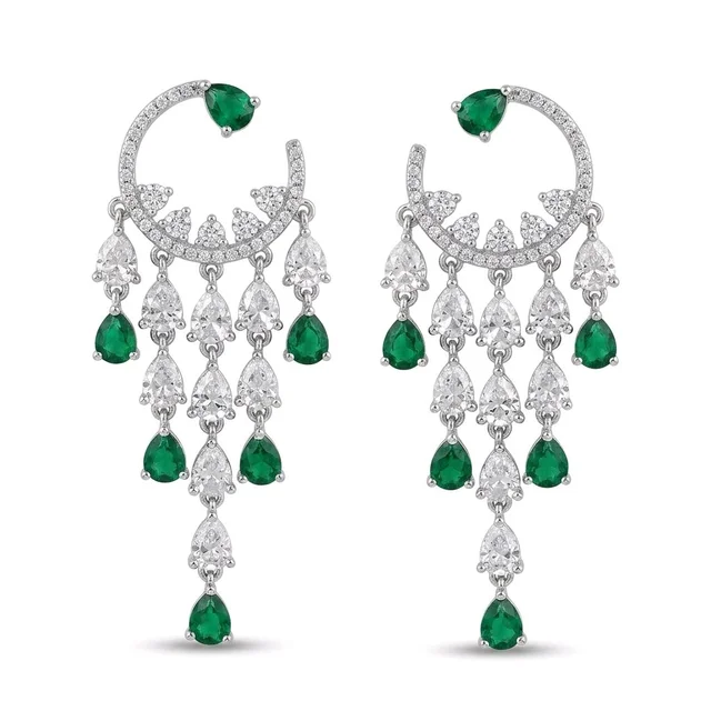 Glostar Jewellery Royal Chandbali Cascade Earrings - Forest Green