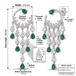 Glostar Jewellery Royal Chandbali Cascade Earrings - Forest Green