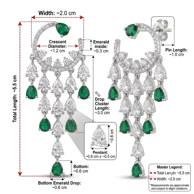 Glostar Jewellery Royal Chandbali Cascade Earrings - Forest Green