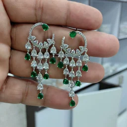 Glostar Jewellery Royal Chandbali Cascade Earrings - Forest Green