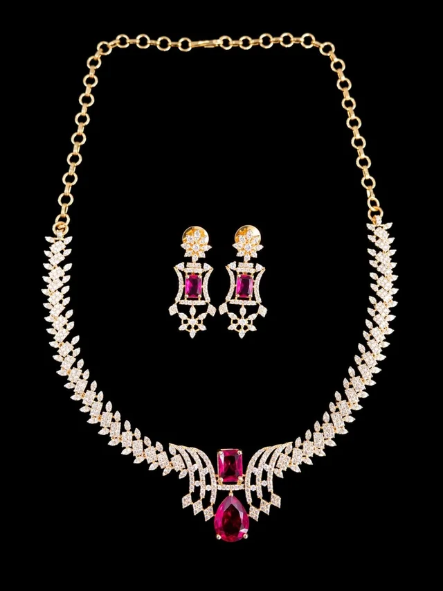 Royal Leaf Cascade Necklace Set