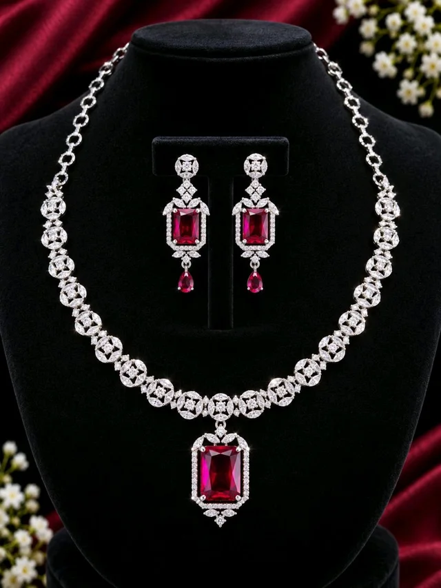 Classic Gemstone Link Necklace Set