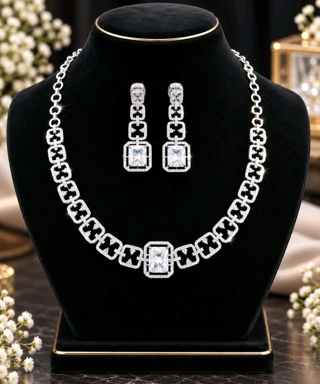 Royal Chandelier Cascade Necklace Set