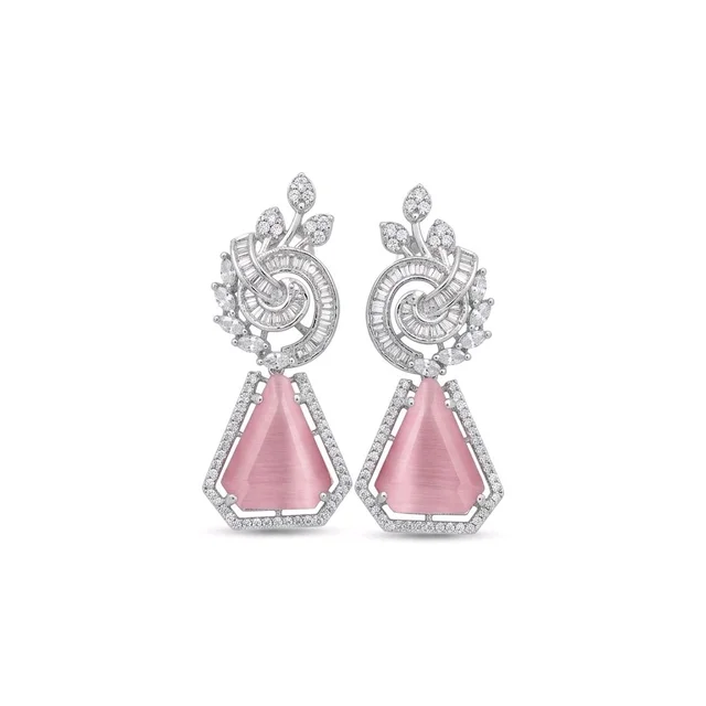 Shiny Gold Art And Jewellery Trending Jewellery Design Earring - pink