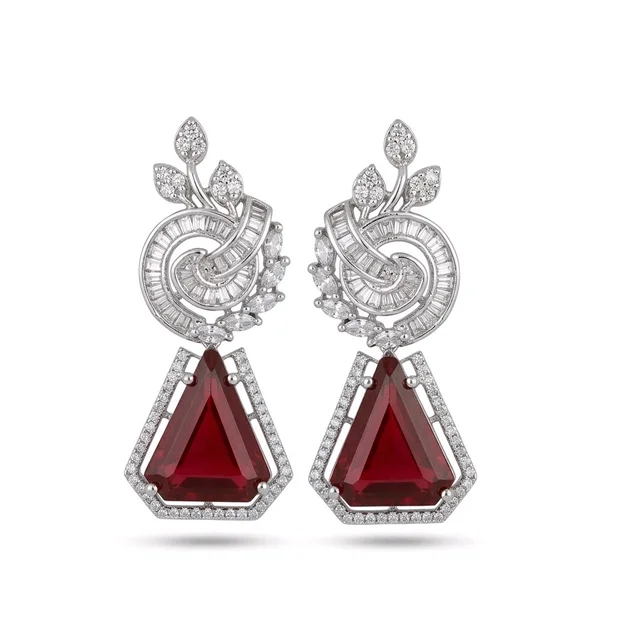 Shiny Gold Art And Jewellery Trending Jewellery Design Earring - Maroon