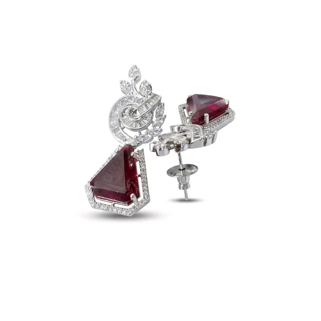 Shiny Gold Art And Jewellery Trending Jewellery Design Earring - Maroon