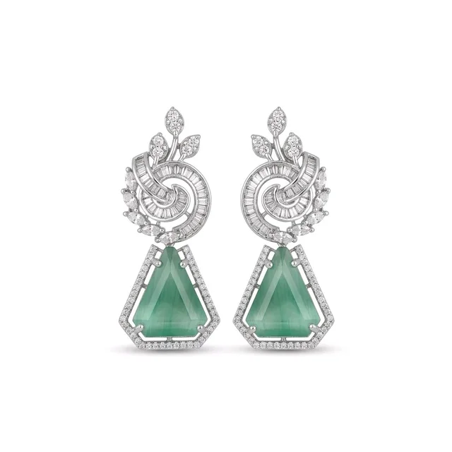 Shiny Gold Art And Jewellery Trending Jewellery Design Earring - Mint Green