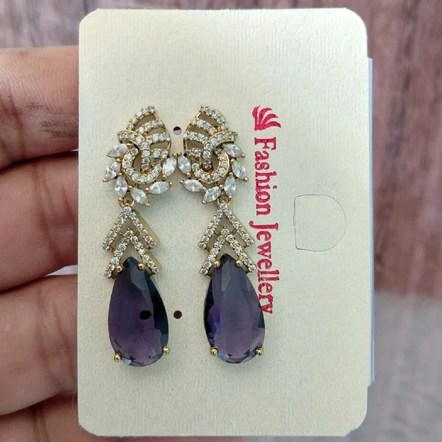 Glostar Jewellery AD Big Stone Earings CZ Earring ES63 - Cherry Pie