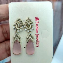 Glostar Jewellery AD Big Stone Earings CZ Earring ES63 - Pink Lace