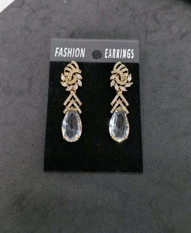 Glostar Jewellery AD Big Stone Earings CZ Earring ES63 - White
