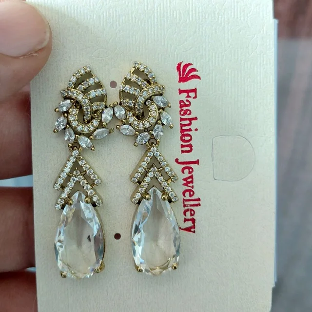 Glostar Jewellery AD Big Stone Earings CZ Earring ES63 - White