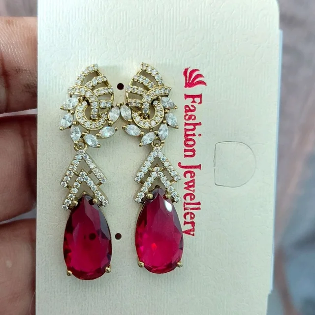 Glostar Jewellery AD Big Stone Earings CZ Earring ES63 - Mint Tulip