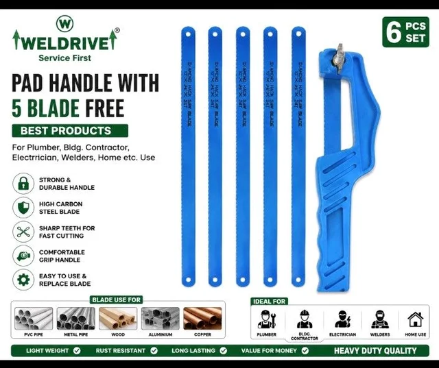 PH10 Pad Handle Pvc Hacksaw Frame 10" With 5 Blade Free