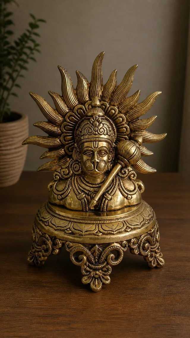GS Decors Brass Hanuman Face On Base 9.5