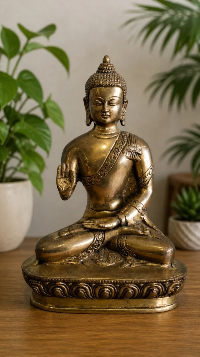 GS Decors Brass Buddha 10''