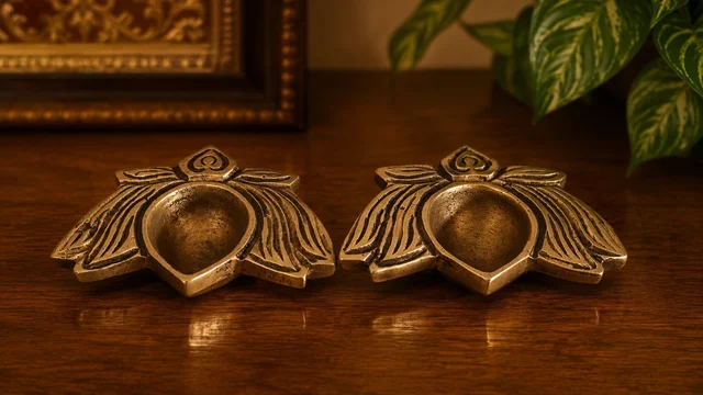 GS Decors Brass Lotus Diya Single Piece