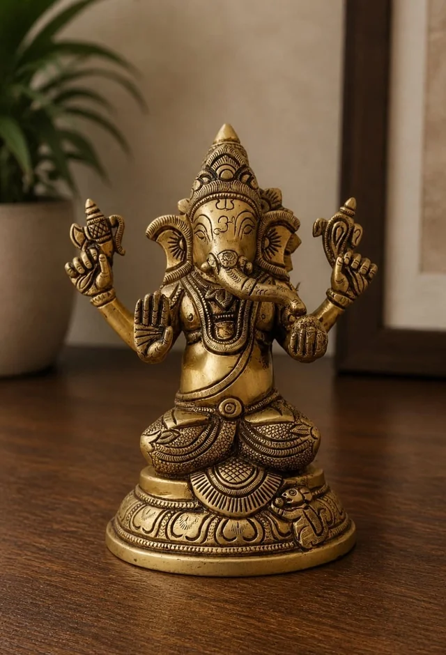 GS Decors Brass Ganesha 7''