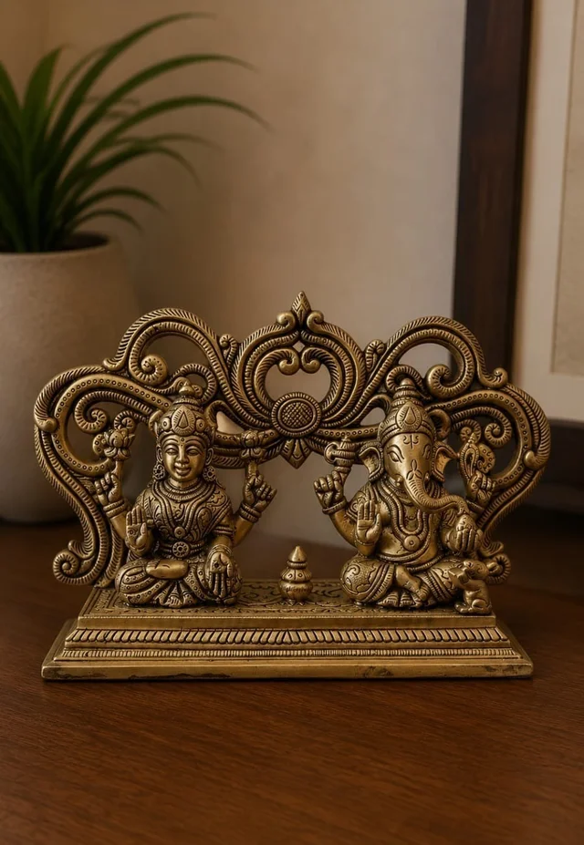 GS Decors Brass Lakshmi Ganesha 6''
