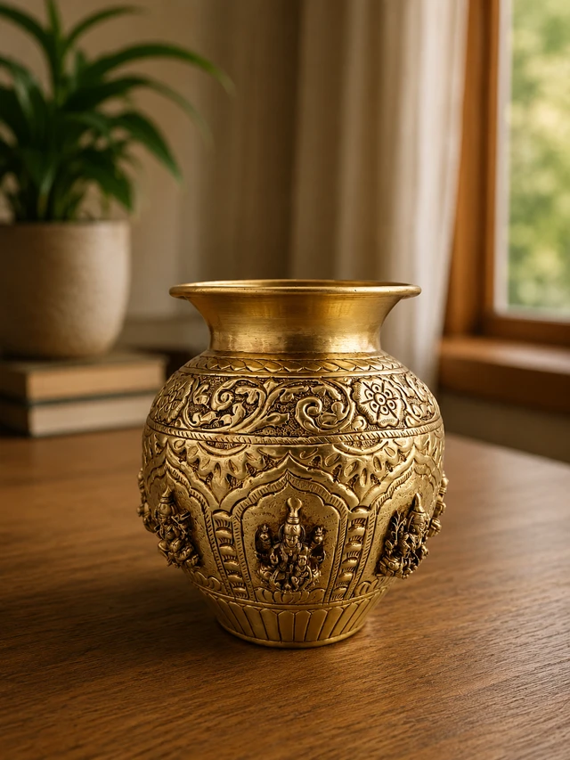 GS Decors Brass Ashtalakshmi Kalasam 6''