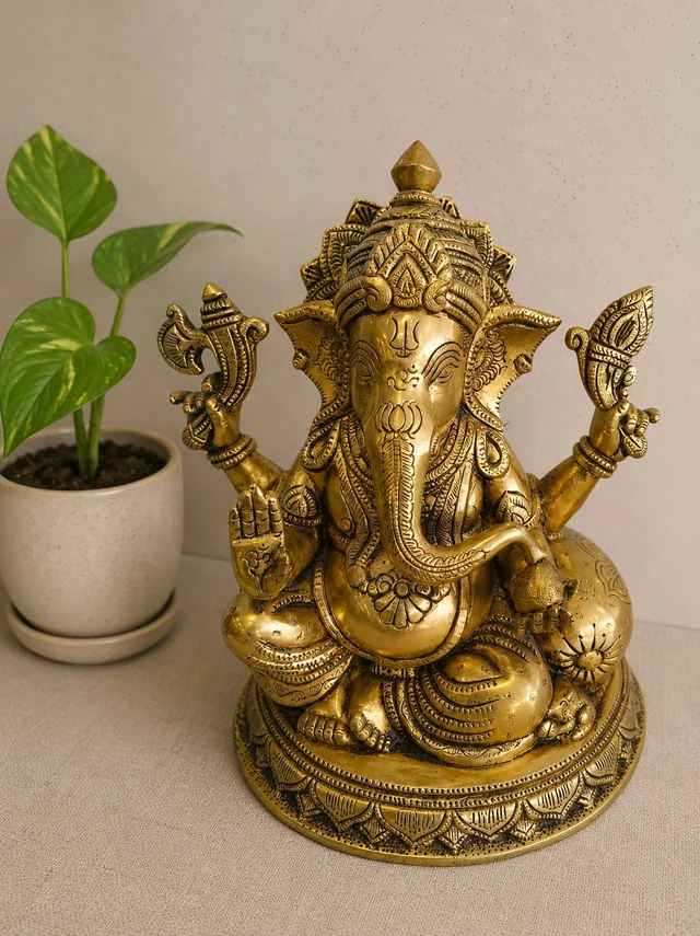 GS Decors Brass Sofa Ganesha 10''