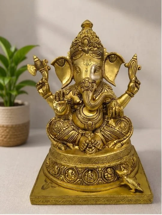 GS Decors Brass Ashta Ganesha 12''