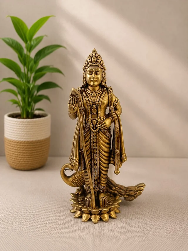 GS Decors Brass Fine Art Murugan 6''