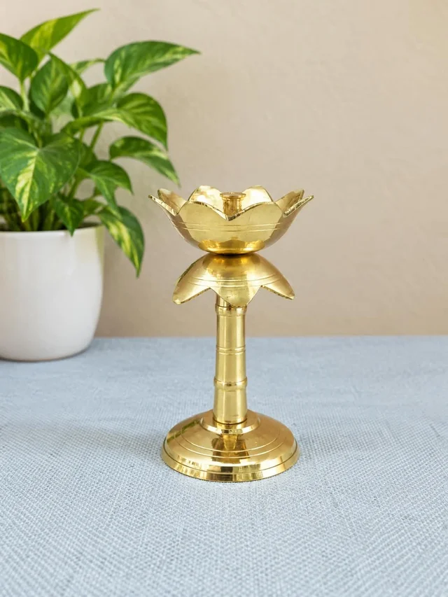GS Decors Brass Lotus Diya 4''