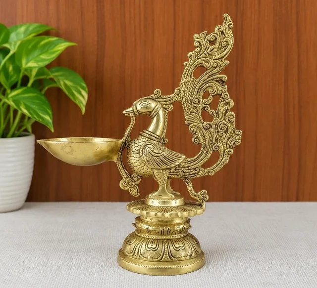 Brass Annam Holding Single face diya 11''