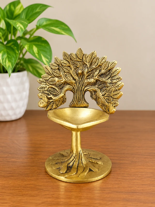 Brass Kalpa Tree diya  6.5''